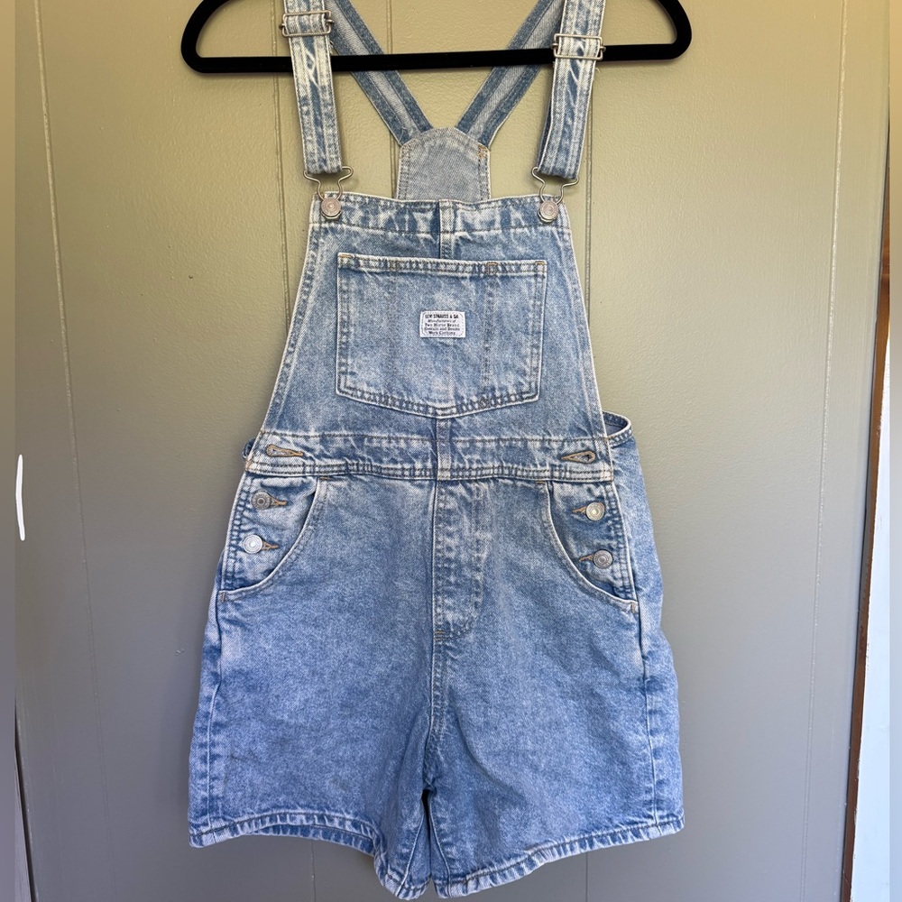 Levi's Light Blue Denim Short Overalls